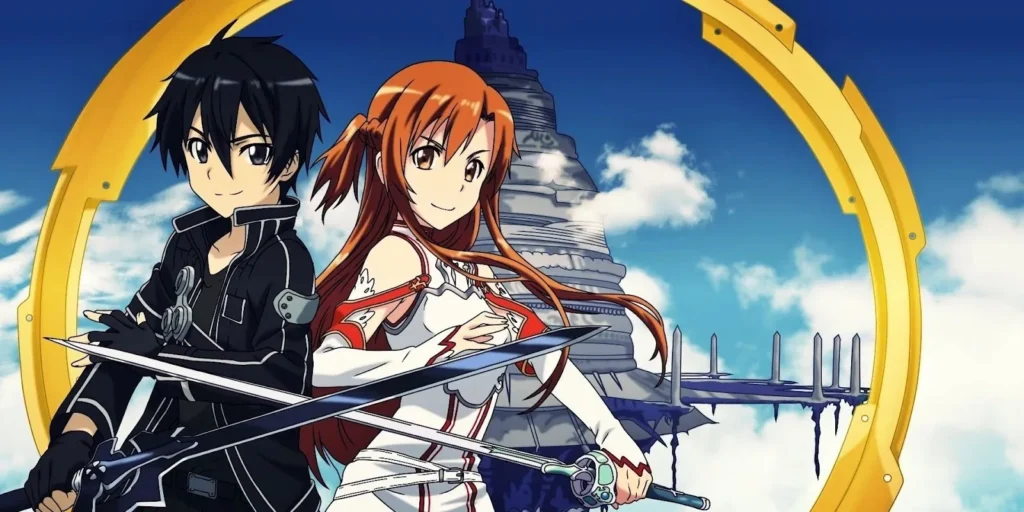 openai kirito et asuna avec aincrad derriere