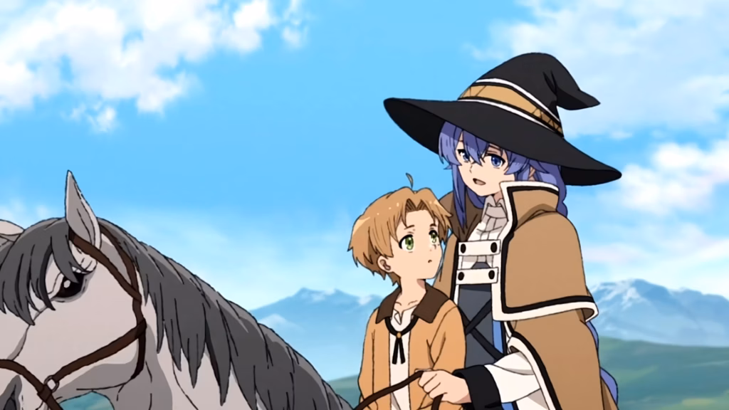 mushoku Tensei roxy and rudeus on the horse mushoku tensei